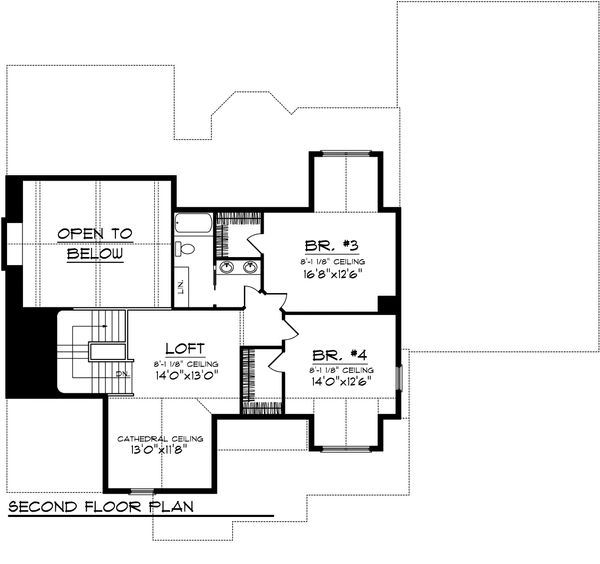 Craftsman Floor Plan - Upper Floor Plan #70-1106