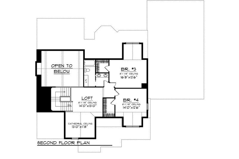 Architectural House Design - Floor Plan - Upper Floor for Craftsman House Plan #70-1106 - 4 bed, 3.5 bath