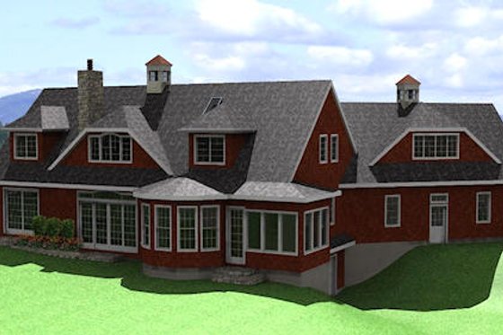 Exterior - Rear Elevation for European House Plan #75-112 - 3 bed, 4.5 bath