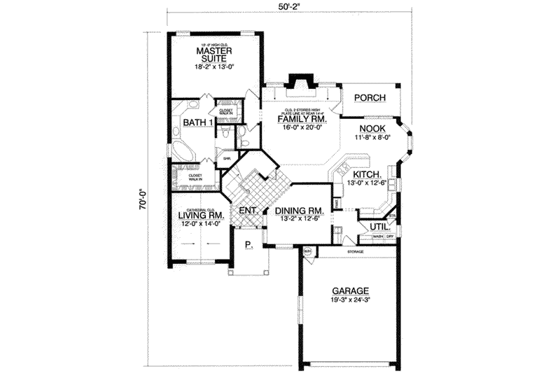 Home Plan - Floor Plan - Main Floor for European House Plan #40-365 - 4 bed, 2.5 bath