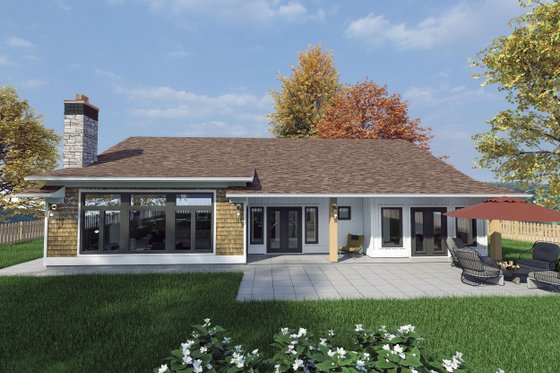Exterior - Rear Elevation 1 for Country House Plan #1101-7 - 3 bed, 3.5 bath
