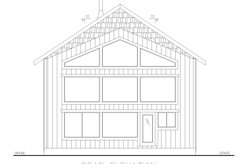 Architectural House Design - Exterior - Rear Elevation for Country House Plan #117-902 - 2 bed, 1.5 bath