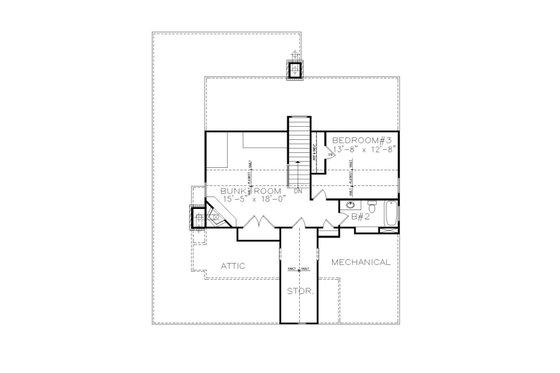 Floor Plan - Upper Floor for Farmhouse House Plan #54-508 - 3 bed, 2 bath