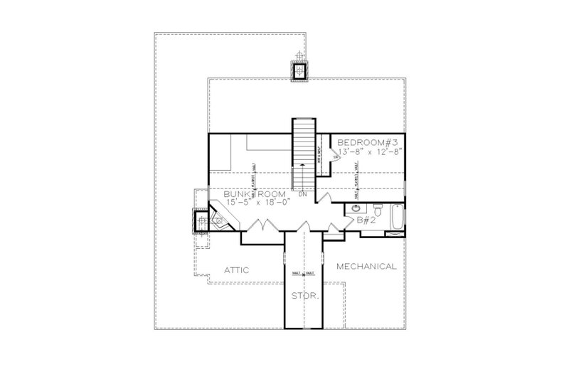 House Blueprint - Floor Plan - Upper Floor for Farmhouse House Plan #54-508 - 3 bed, 2 bath