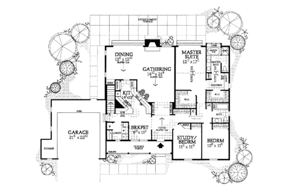 Floor Plan - Main Floor for Ranch House Plan #72-340 - 3 bed, 2 bath