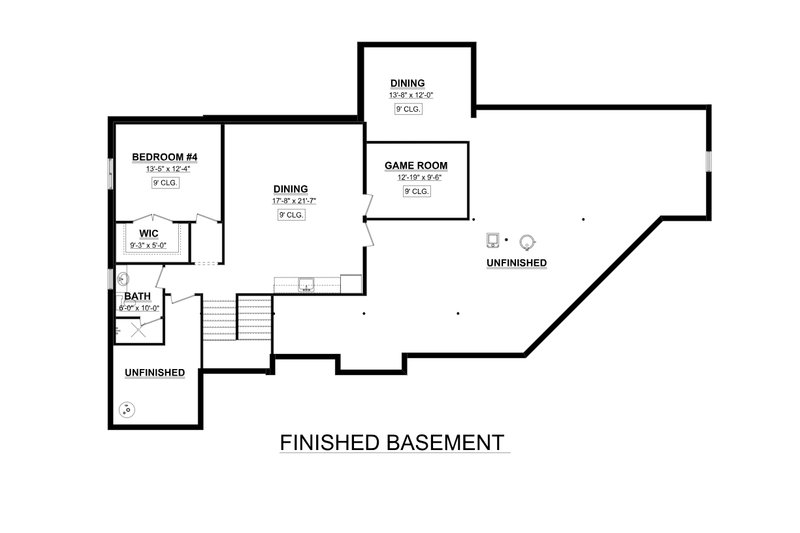 House Blueprint - Floor Plan - Lower Floor for Craftsman House Plan #1089-33 - 3 bed, 2.5 bath