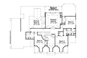 Floor Plan - Upper Floor for European House Plan #411-466 - 4 bed, 3.5 bath
