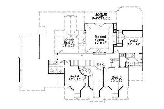 Floor Plan - Upper Floor for European House Plan #411-466 - 4 bed, 3.5 bath