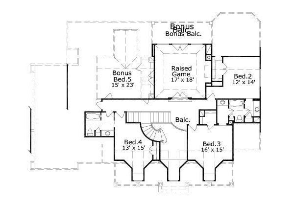European Floor Plan - Upper Floor Plan #411-466