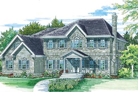 Exterior - Front Elevation for European House Plan #47-337 - 4 bed, 2.5 bath