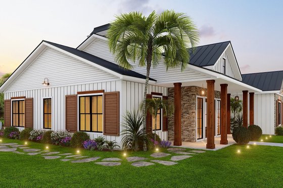 Exterior - Other Elevation 3 for Ranch House Plan #54-564 - 3 bed, 2 bath