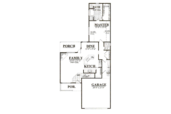 Floor Plan - Main Floor for Country House Plan #62-151 - 3 bed, 2 bath