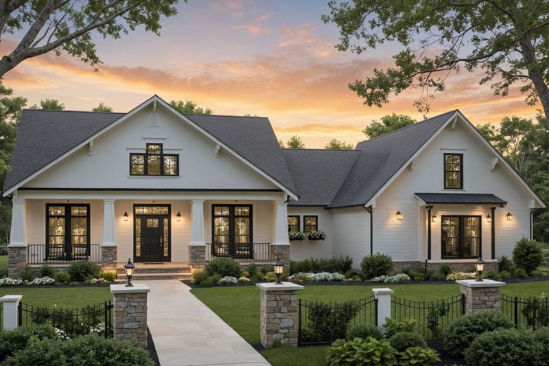 House Blueprint - Craftsman Exterior - Front Elevation Plan #21-644