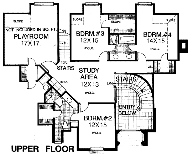 European Floor Plan - Upper Floor Plan #310-224