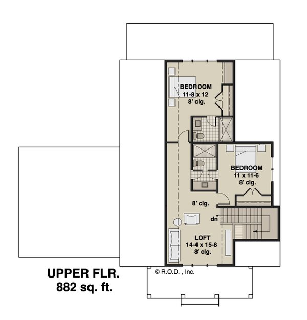 Farmhouse Floor Plan - Upper Floor Plan #51-1266