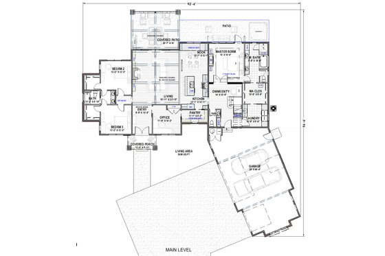 Floor Plan - Main Floor for Craftsman House Plan #1069-29 - 3 bed, 2.5 bath