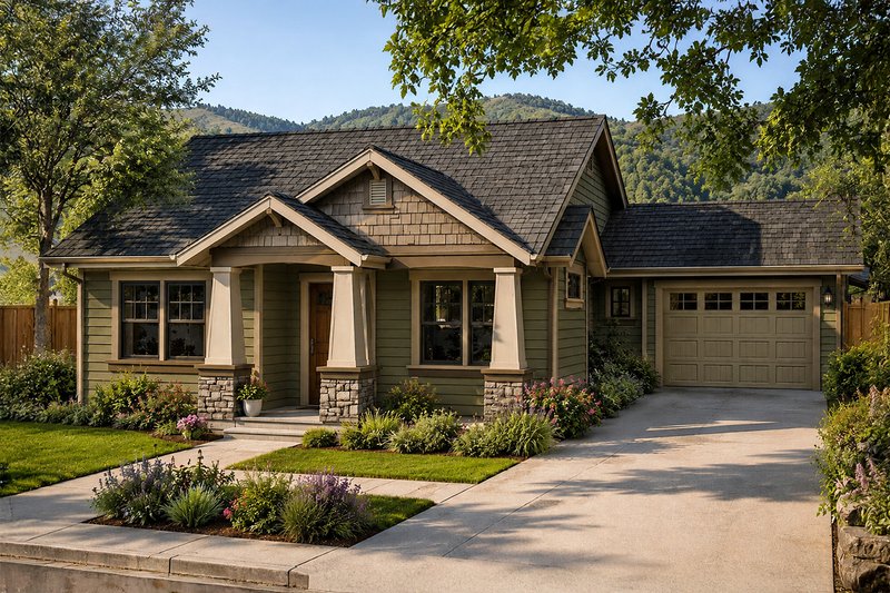 Architectural House Design - Exterior - Front Elevation 3 for Craftsman House Plan #124-496 - 3 bed, 2 bath