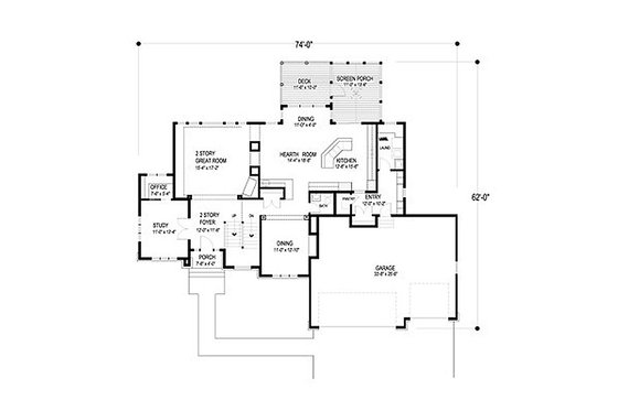 Floor Plan - Main Floor for Traditional House Plan #56-594 - 4 bed, 3.5 bath