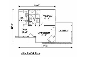 Cottage Style House Plan - 1 Beds 1 Baths 484 Sq/Ft Plan #116-114 ...