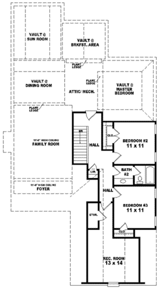 Traditional Floor Plan - Upper Floor Plan #81-858