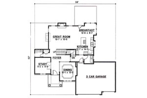 Floor Plan - Main Floor for Traditional House Plan #67-859 - 4 bed, 3 bath