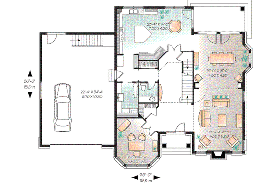Floor Plan - Main Floor for European House Plan #23-665 - 4 bed, 2.5 bath