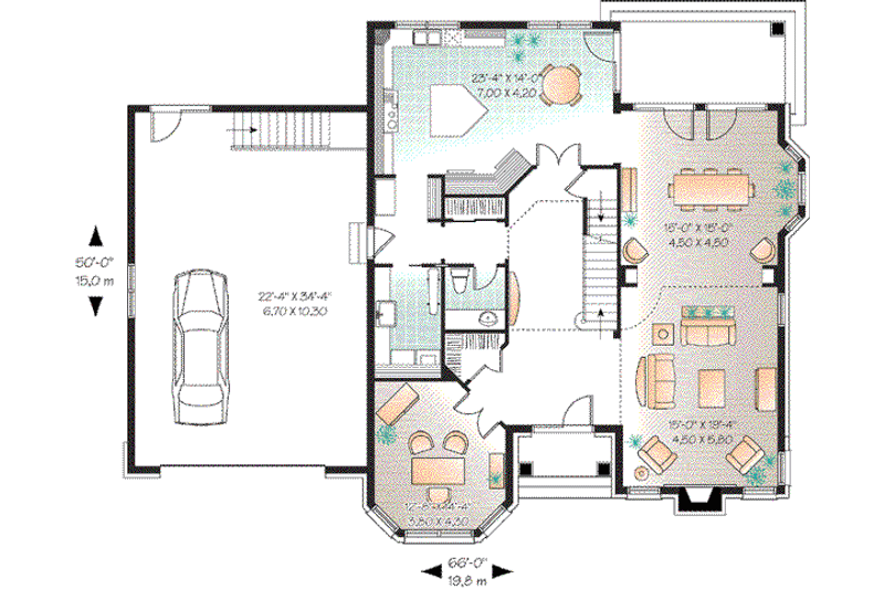 Home Plan - Floor Plan - Main Floor for European House Plan #23-665 - 4 bed, 2.5 bath