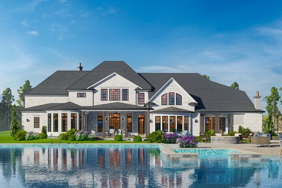 Exterior - Rear Elevation 4 for European House Plan #54-696 - 5 bed, 5 bath