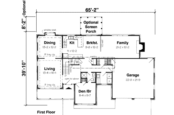 Floor Plan - Main Floor for Traditional House Plan #312-382 - 5 bed, 3 bath