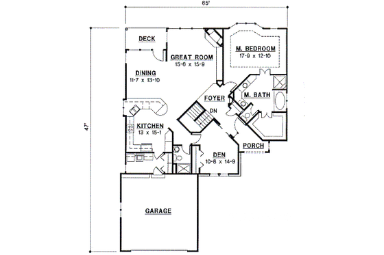 Floor Plan - Main Floor for Traditional House Plan #67-349 - 4 bed, 3 bath