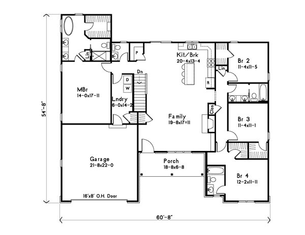 Architectural House Design - Ranch Floor Plan - Main Floor Plan #22-647