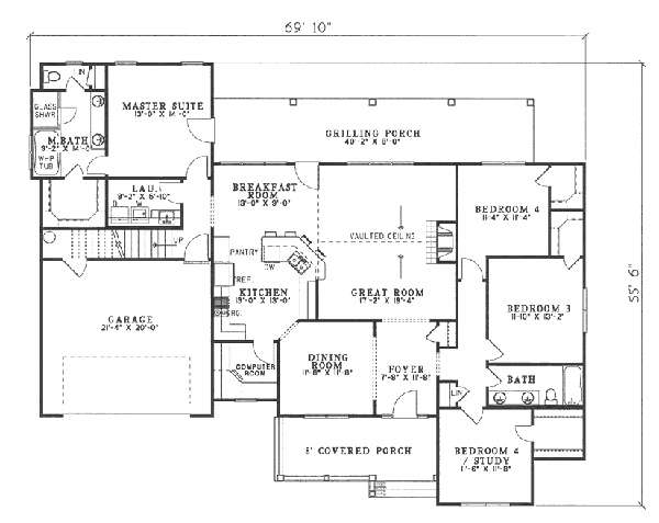 Architectural House Design - Country Floor Plan - Main Floor Plan #17-1151