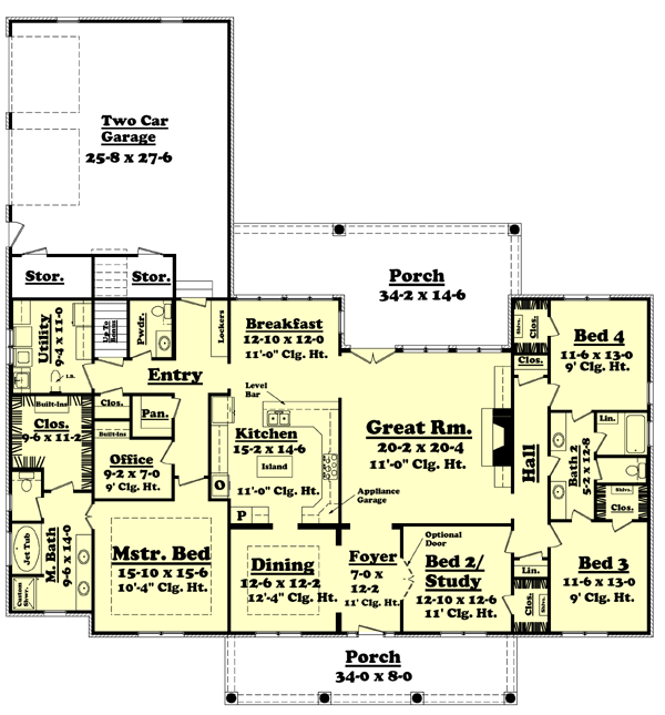 Home Plan - Southern Floor Plan - Main Floor Plan #430-37