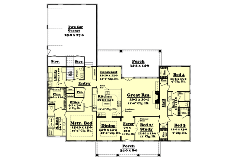 Southern Style House Plan - 4 Beds 2.5 Baths 2900 Sq/Ft Plan #430-37 ...