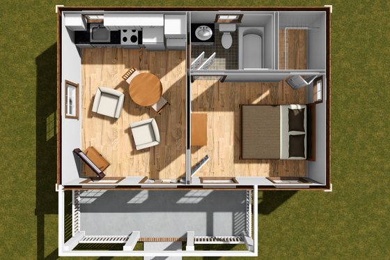 Floor Plan - Main Floor 1 for Cottage House Plan #513-2366 - 1 bed, 1 bath