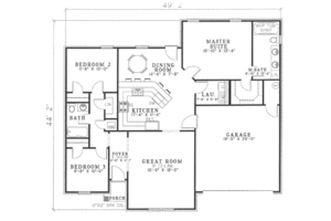 Floor Plan - Main Floor for Traditional House Plan #17-597 - 3 bed, 2 bath