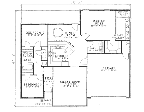 House Design - Traditional Floor Plan - Main Floor Plan #17-597