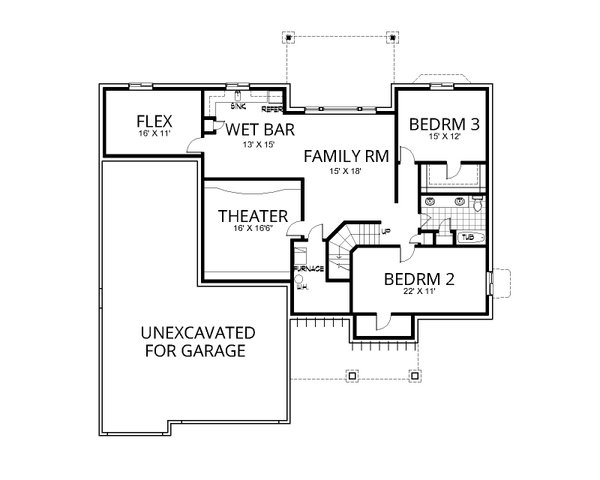 Home Plan - Floor Plan - Lower Floor for Craftsman House Plan #112-323 - 6 bed, 3.5 bath