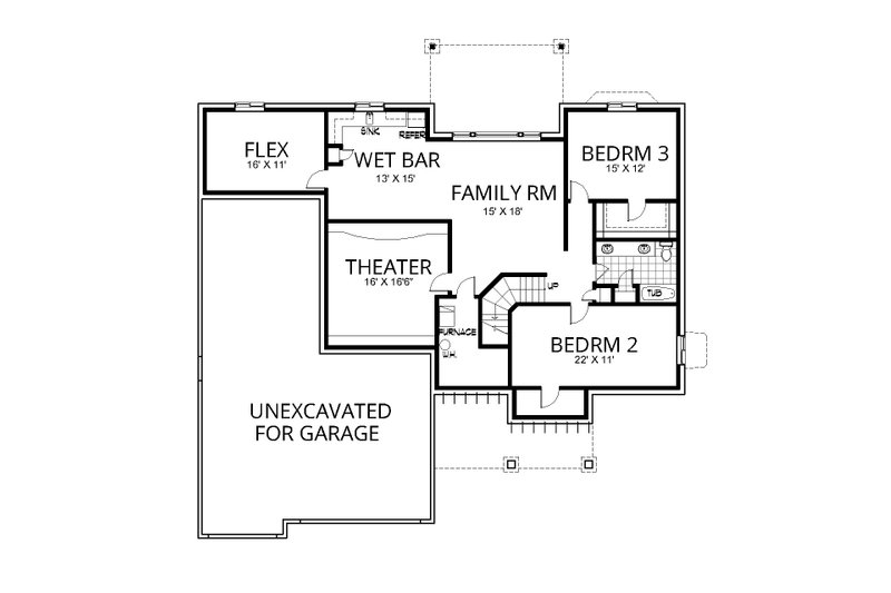 Home Plan - Floor Plan - Lower Floor for Craftsman House Plan #112-323 - 6 bed, 3.5 bath