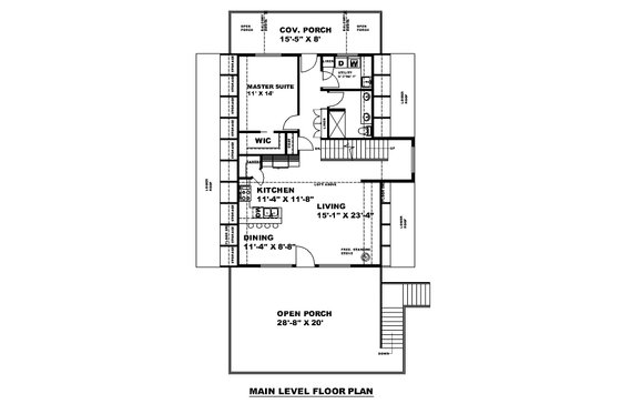 Floor Plan - Main Floor for Cabin House Plan #117-941 - 2 bed, 3 bath