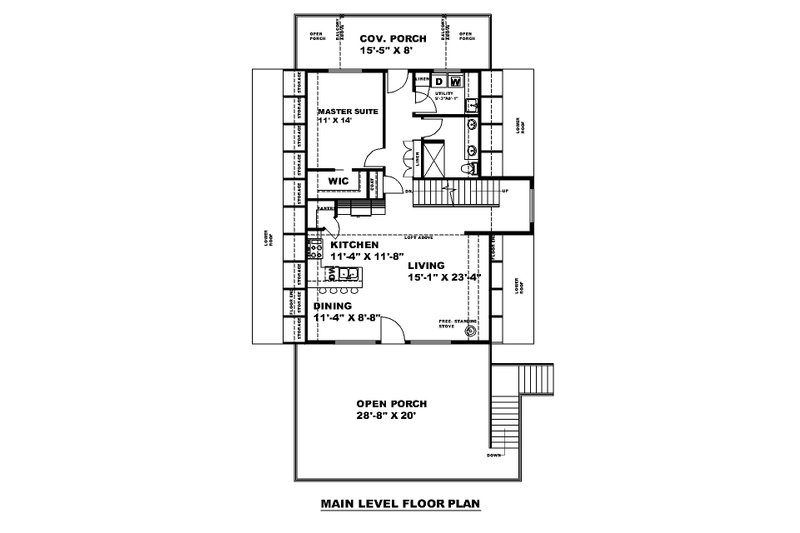 House Plan Design - Floor Plan - Main Floor for Cabin House Plan #117-941 - 2 bed, 3 bath