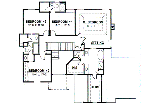 Traditional Floor Plan - Upper Floor Plan #67-539