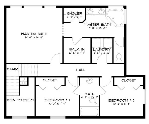 Home Plan - Traditional Floor Plan - Upper Floor Plan #1060-49