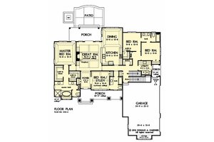 Floor Plan - Main Floor for Craftsman House Plan #929-1036 - 4 bed, 3 bath
