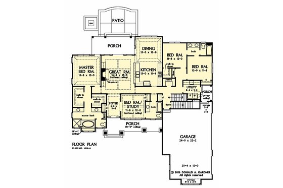Floor Plan - Main Floor for Craftsman House Plan #929-1036 - 4 bed, 3 bath