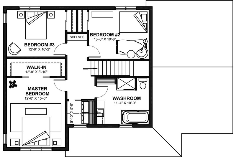Home Plan - Floor Plan - Upper Floor for Craftsman House Plan #23-2760 - 3 bed, 1.5 bath