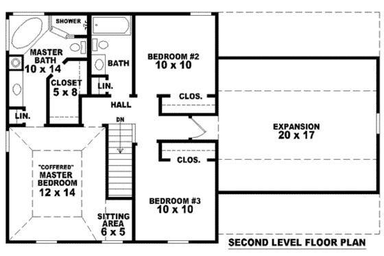 Floor Plan - Upper Floor for European House Plan #81-1364 - 3 bed, 2.5 bath