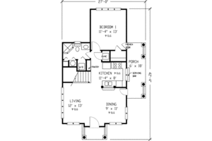 Floor Plan - Main Floor for Farmhouse House Plan #410-105 - 2 bed, 2 bath