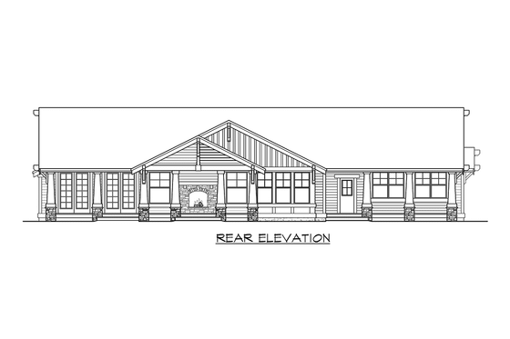Exterior - Rear Elevation 1 for Craftsman House Plan #132-201 - 2 bed, 2 bath