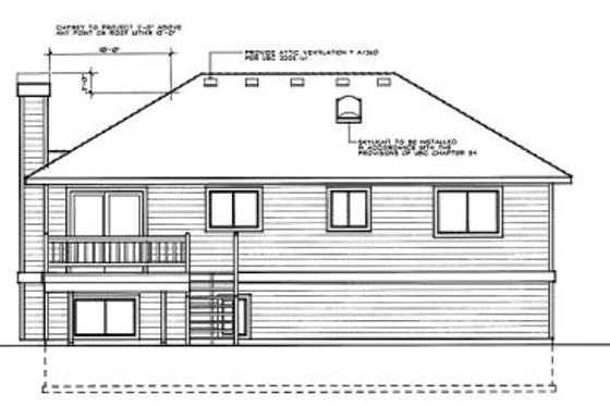 Exterior - Rear Elevation for Traditional House Plan #87-301 - 4 bed, 3 bath